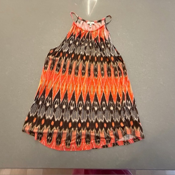 Joie Animal Print Women's Tank Top Halter Style Sz Large EUC Orange Green Brown - Picture 4 of 12